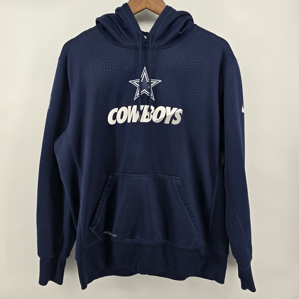Nike On Field Therma Fit Dallas Cowboys Hoodie Mens L Onfield Apparel Navy Blue